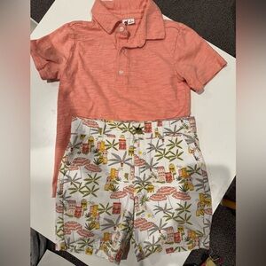Janie and Jack boys bahama shorts size 5 and polo size 6